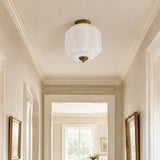 Retro Ribbed Glass Ceiling Light – Flush Mount for Bedrooms