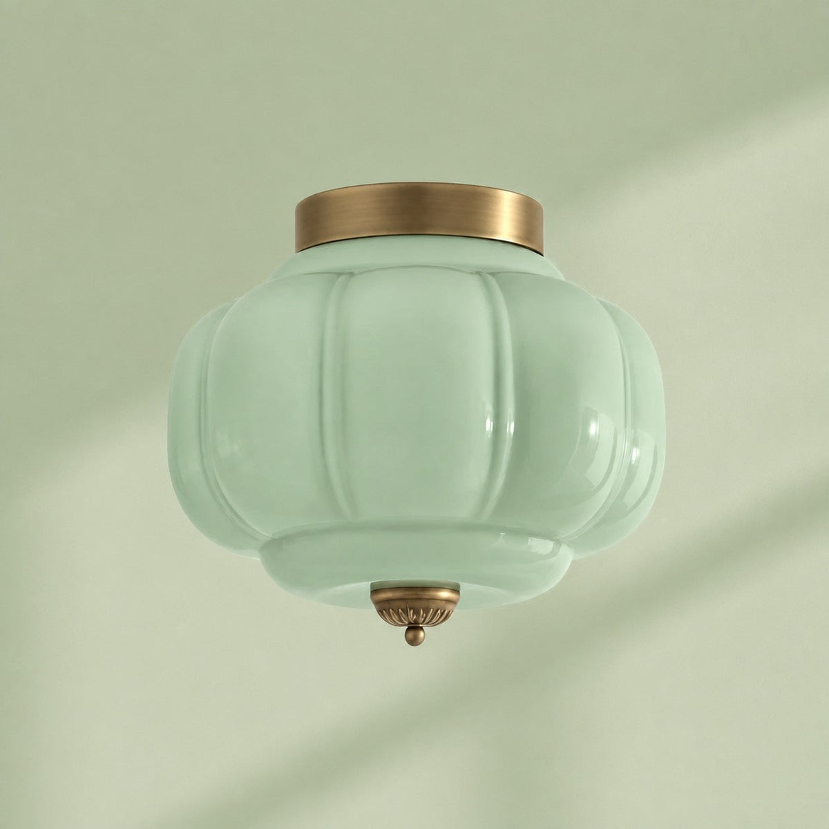 Retro Ribbed Glass Ceiling Light – Flush Mount for Bedrooms