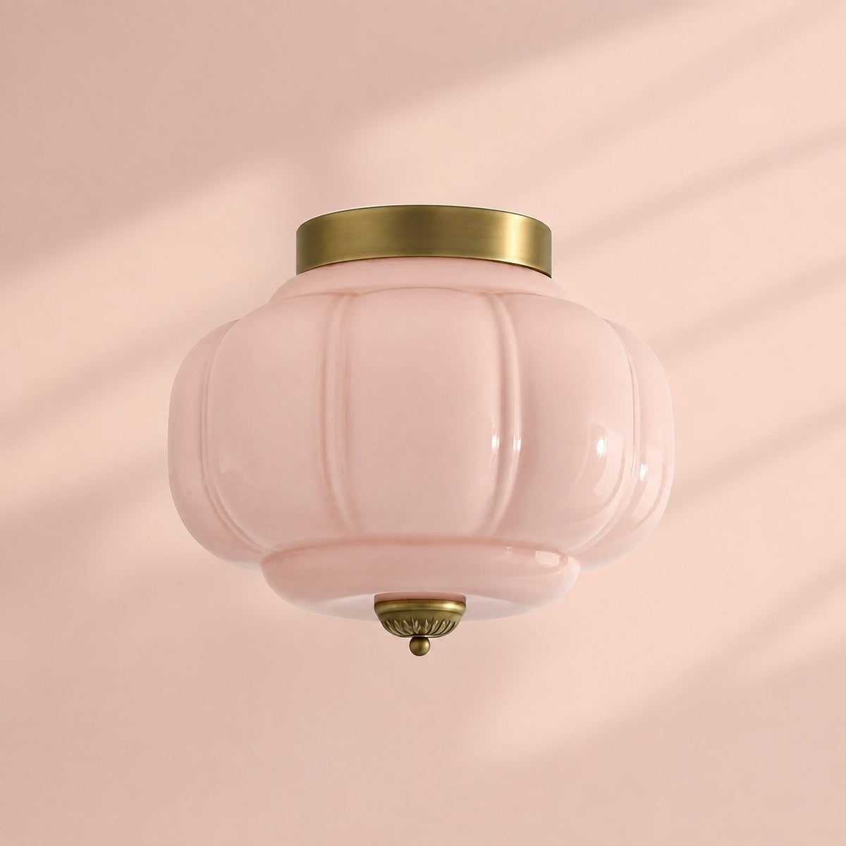 Retro Ribbed Glass Ceiling Light – Flush Mount for Bedrooms