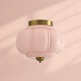 Retro Ribbed Glass Ceiling Light – Flush Mount for Bedrooms