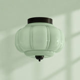 Retro Ribbed Glass Ceiling Light – Flush Mount for Bedrooms