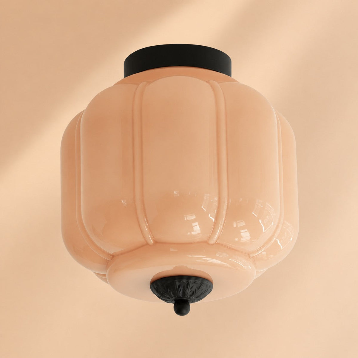 Retro Ribbed Glass Ceiling Light – Flush Mount for Bedrooms