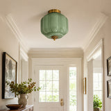 Retro Ribbed Glass Ceiling Light – Flush Mount for Bedrooms