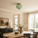 Retro Ribbed Glass Ceiling Light – Flush Mount for Bedrooms
