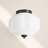 Retro Ribbed Glass Ceiling Light – Flush Mount for Bedrooms