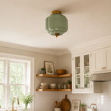Retro Ribbed Glass Ceiling Light – Flush Mount for Bedrooms