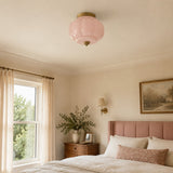 Retro Ribbed Glass Ceiling Light – Flush Mount for Bedrooms