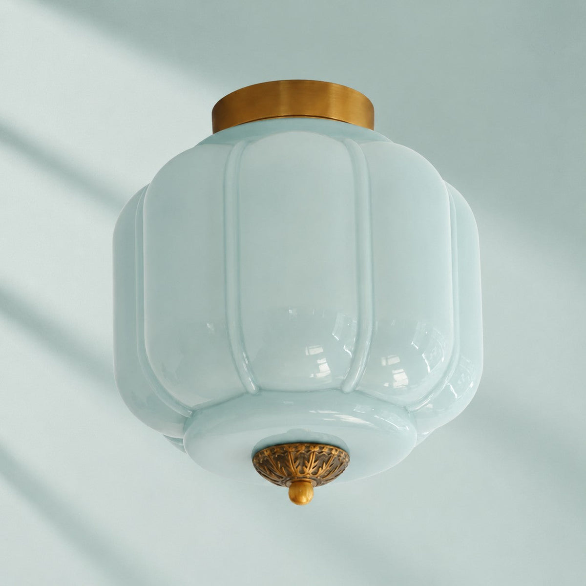 Retro Ribbed Glass Ceiling Light – Flush Mount for Bedrooms