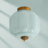 Retro Ribbed Glass Ceiling Light – Flush Mount for Bedrooms