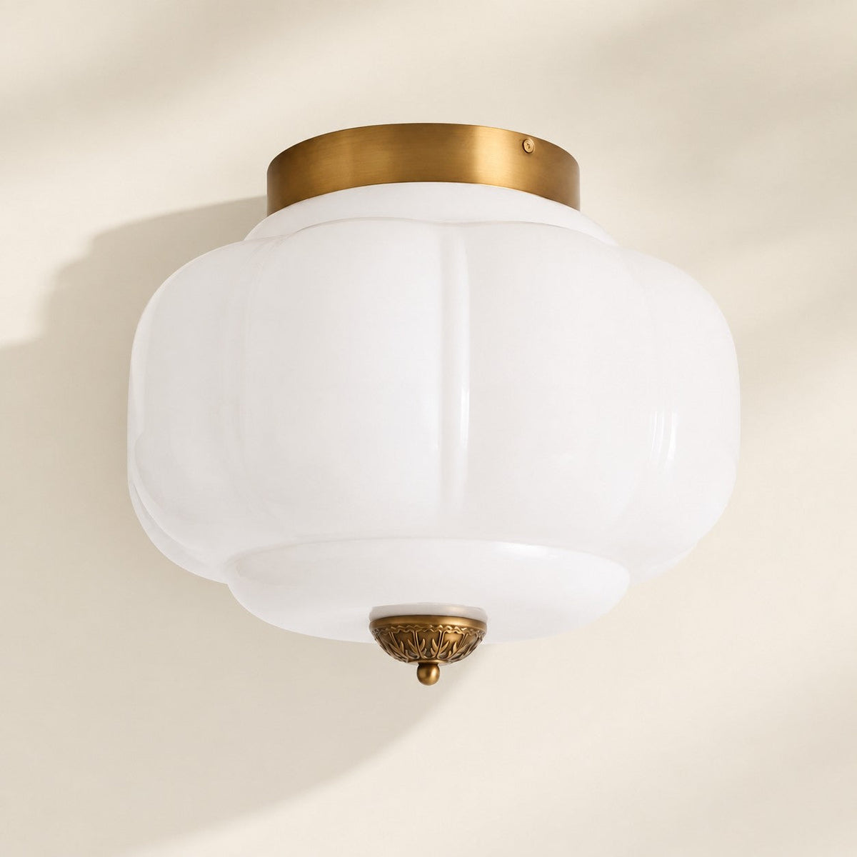 Retro Ribbed Glass Ceiling Light – Flush Mount for Bedrooms