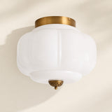 Retro Ribbed Glass Ceiling Light – Flush Mount for Bedrooms