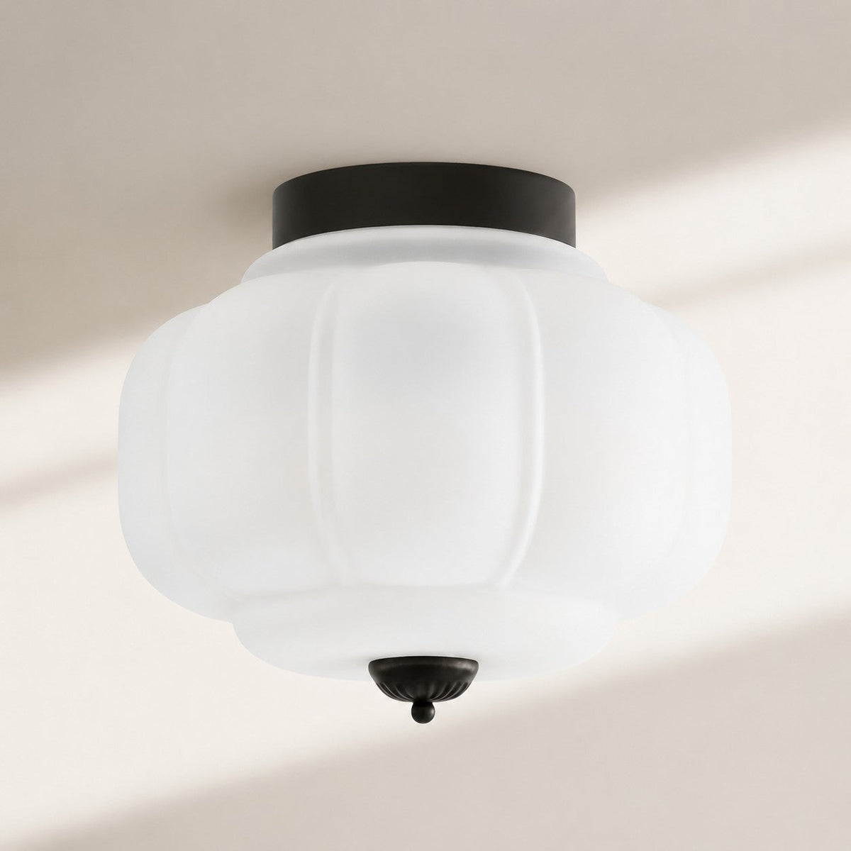 Retro Ribbed Glass Ceiling Light – Flush Mount for Bedrooms