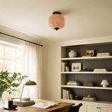 Retro Ribbed Glass Ceiling Light – Flush Mount for Bedrooms
