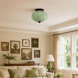 Retro Ribbed Glass Ceiling Light – Flush Mount for Bedrooms