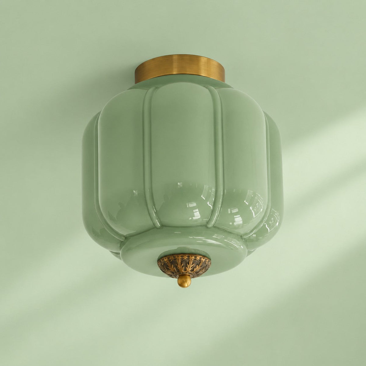 Retro Ribbed Glass Ceiling Light – Flush Mount for Bedrooms