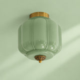 Retro Ribbed Glass Ceiling Light – Flush Mount for Bedrooms