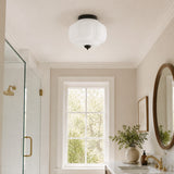 Retro Ribbed Glass Ceiling Light – Flush Mount for Bedrooms