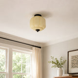 Retro Ribbed Glass Ceiling Light – Flush Mount for Bedrooms