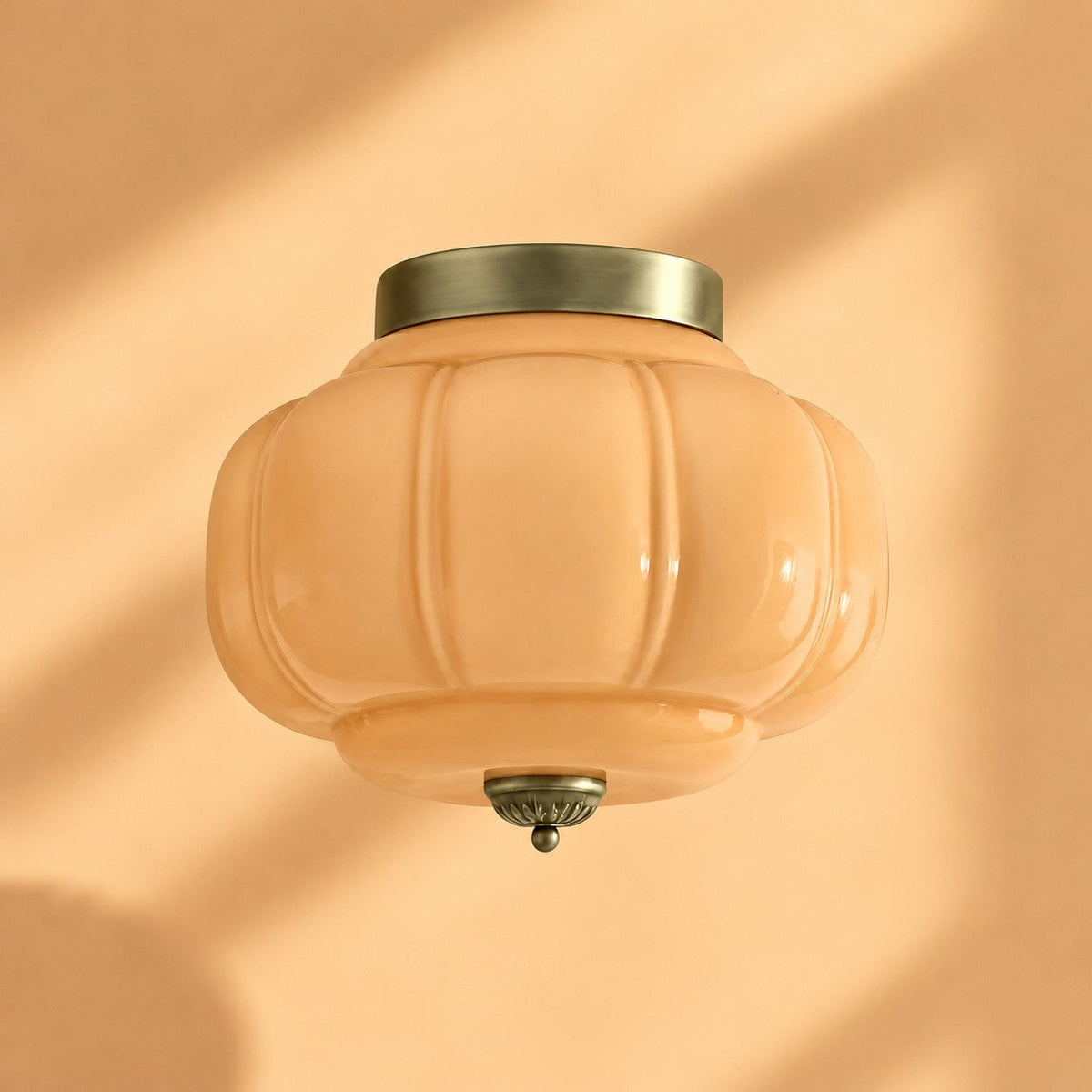 Retro Ribbed Glass Ceiling Light – Flush Mount for Bedrooms