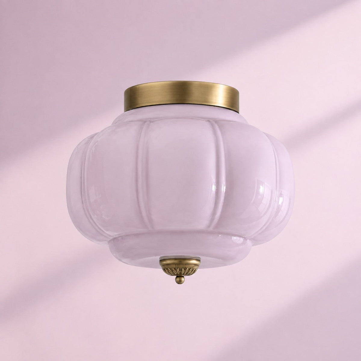 Retro Ribbed Glass Ceiling Light – Flush Mount for Bedrooms