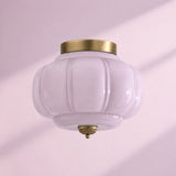 Retro Ribbed Glass Ceiling Light – Flush Mount for Bedrooms
