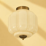 Retro Ribbed Glass Ceiling Light – Flush Mount for Bedrooms