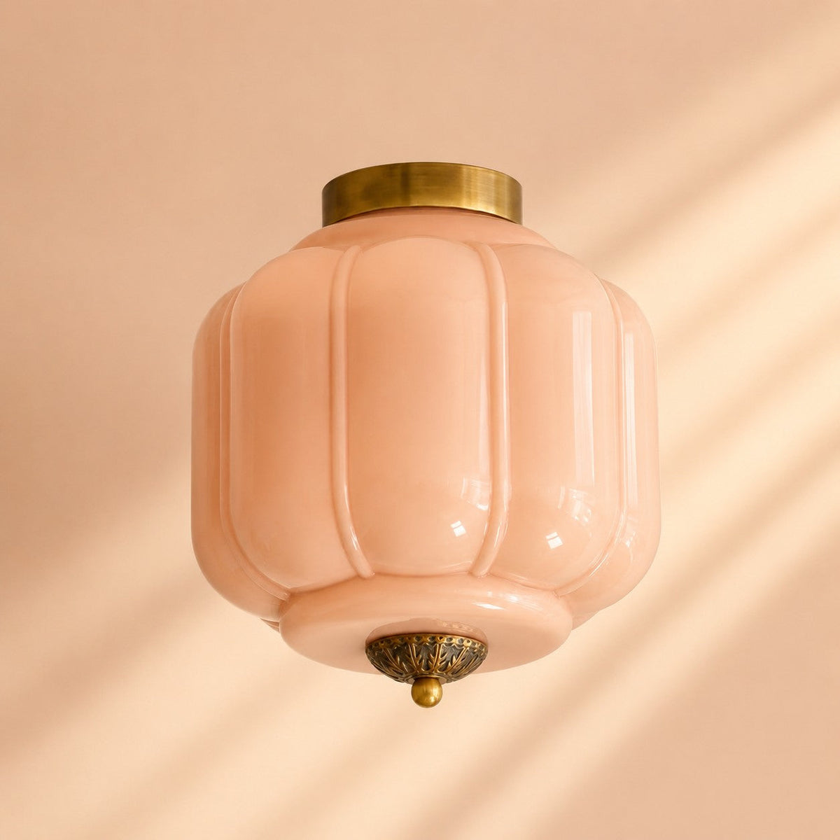 Retro Ribbed Glass Ceiling Light – Flush Mount for Bedrooms