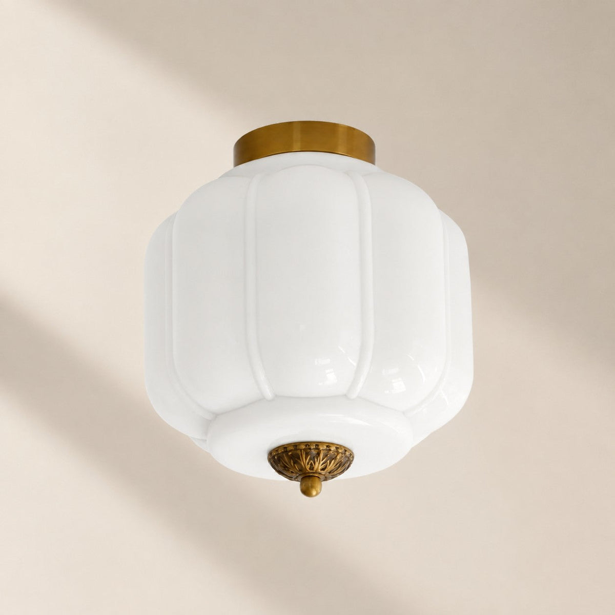 Retro Ribbed Glass Ceiling Light – Flush Mount for Bedrooms