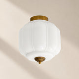 Retro Ribbed Glass Ceiling Light – Flush Mount for Bedrooms