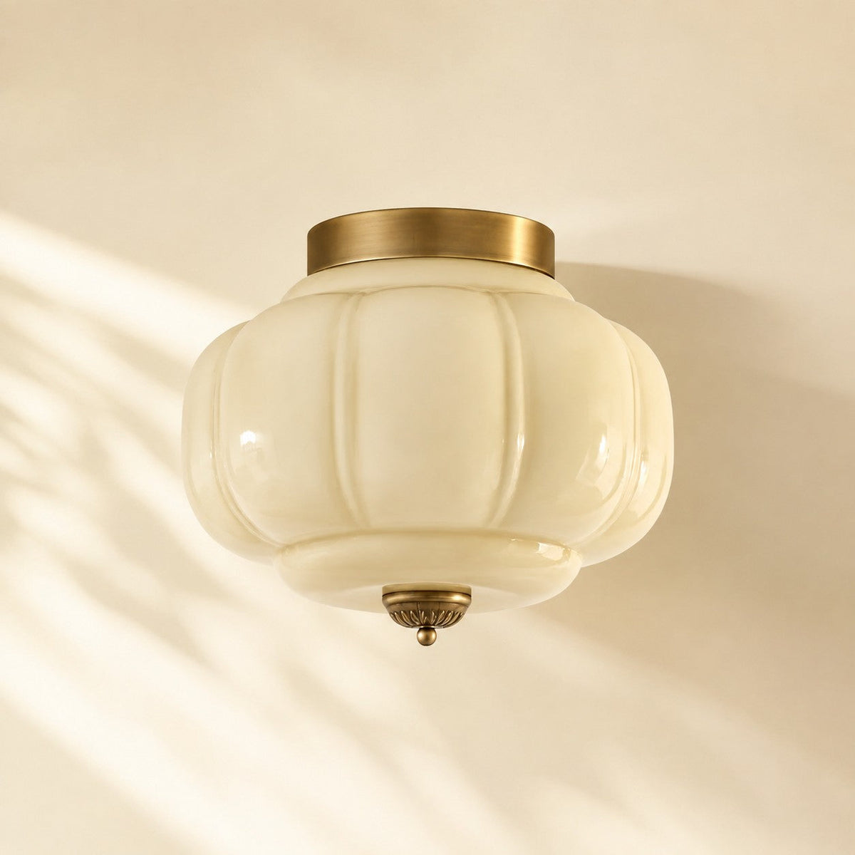 Retro Ribbed Glass Ceiling Light – Flush Mount for Bedrooms