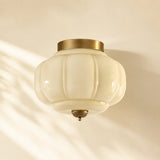 Retro Ribbed Glass Ceiling Light – Flush Mount for Bedrooms