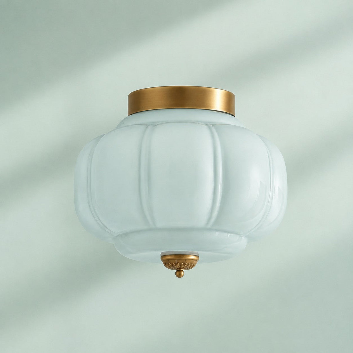 Retro Ribbed Glass Ceiling Light – Flush Mount for Bedrooms
