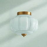 Retro Ribbed Glass Ceiling Light – Flush Mount for Bedrooms