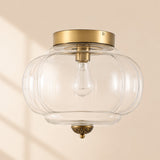 Retro Ribbed Glass Ceiling Light – Flush Mount for Bedrooms