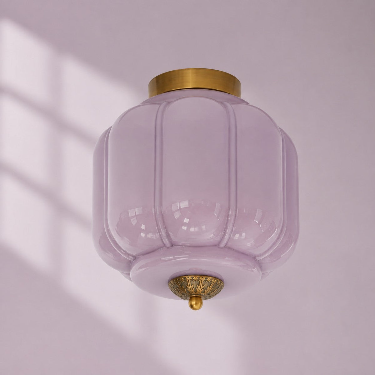 Retro Ribbed Glass Ceiling Light – Flush Mount for Bedrooms