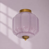 Retro Ribbed Glass Ceiling Light – Flush Mount for Bedrooms