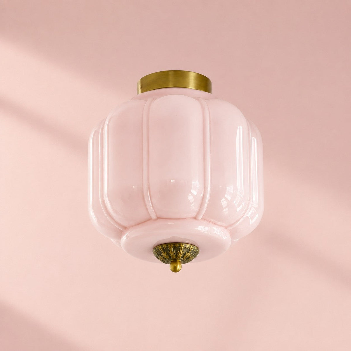 Retro Ribbed Glass Ceiling Light – Flush Mount for Bedrooms