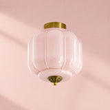 Retro Ribbed Glass Ceiling Light – Flush Mount for Bedrooms