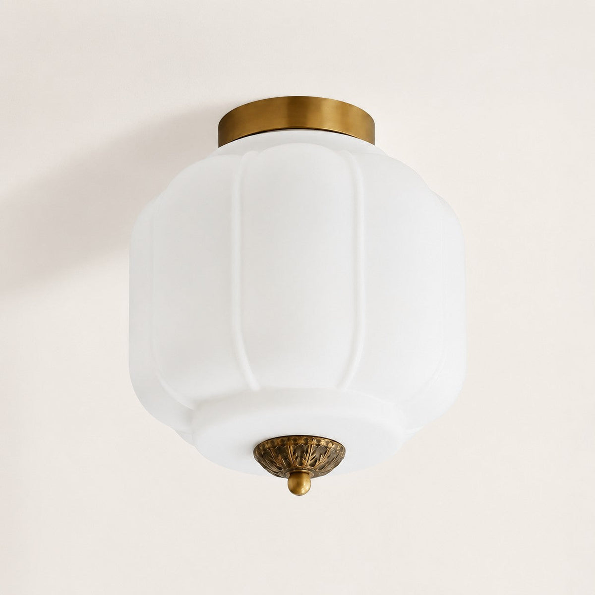 Retro Ribbed Glass Ceiling Light – Flush Mount for Bedrooms