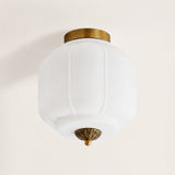 Retro Ribbed Glass Ceiling Light – Flush Mount for Bedrooms