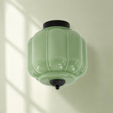 Retro Ribbed Glass Ceiling Light – Flush Mount for Bedrooms