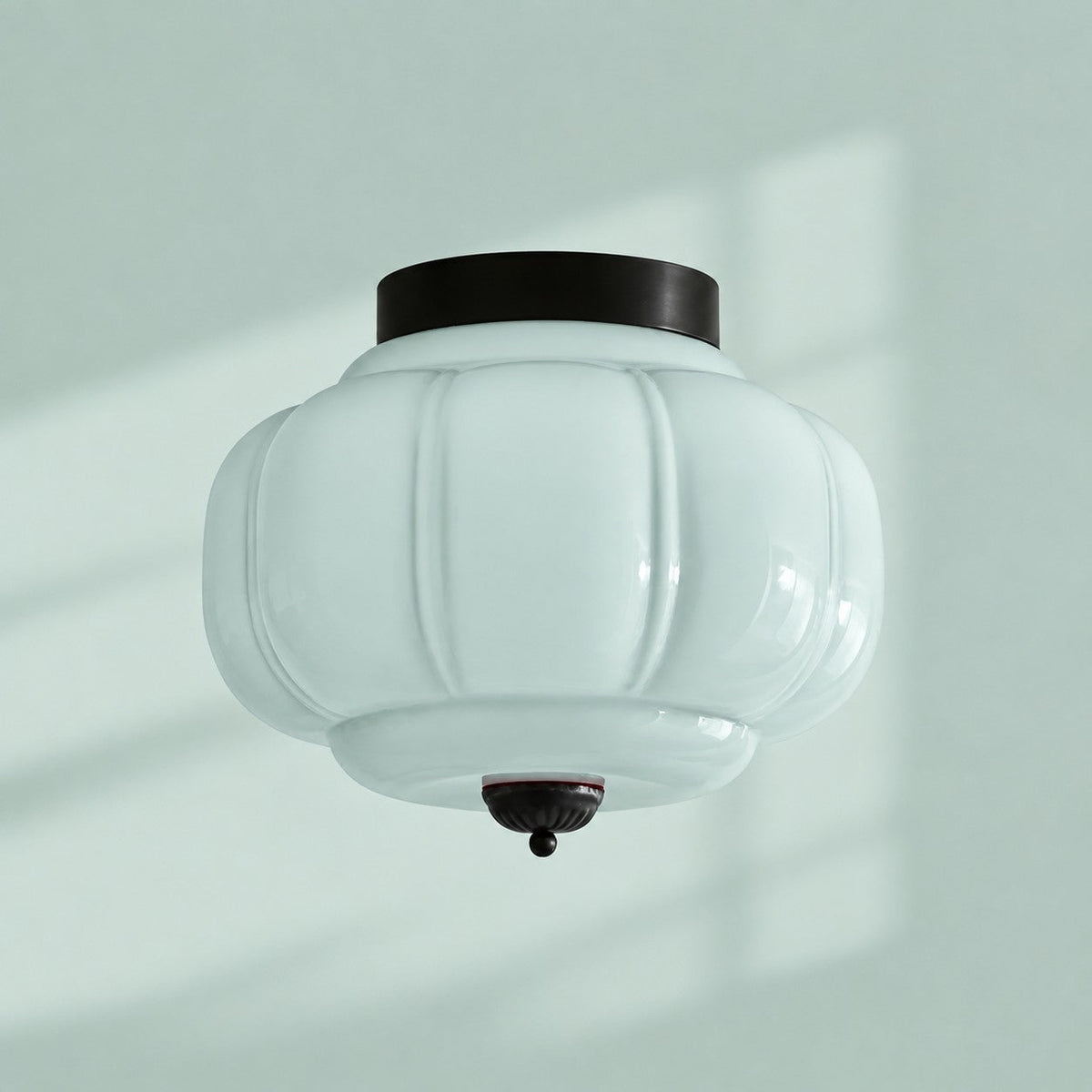 Retro Ribbed Glass Ceiling Light – Flush Mount for Bedrooms