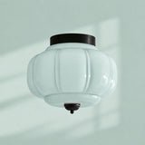 Retro Ribbed Glass Ceiling Light – Flush Mount for Bedrooms