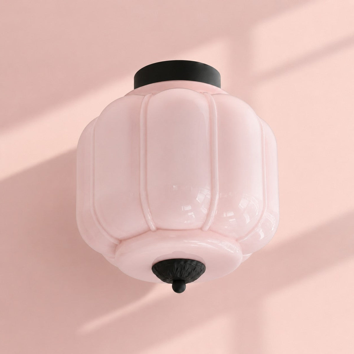 Retro Ribbed Glass Ceiling Light – Flush Mount for Bedrooms
