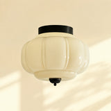 Retro Ribbed Glass Ceiling Light – Flush Mount for Bedrooms