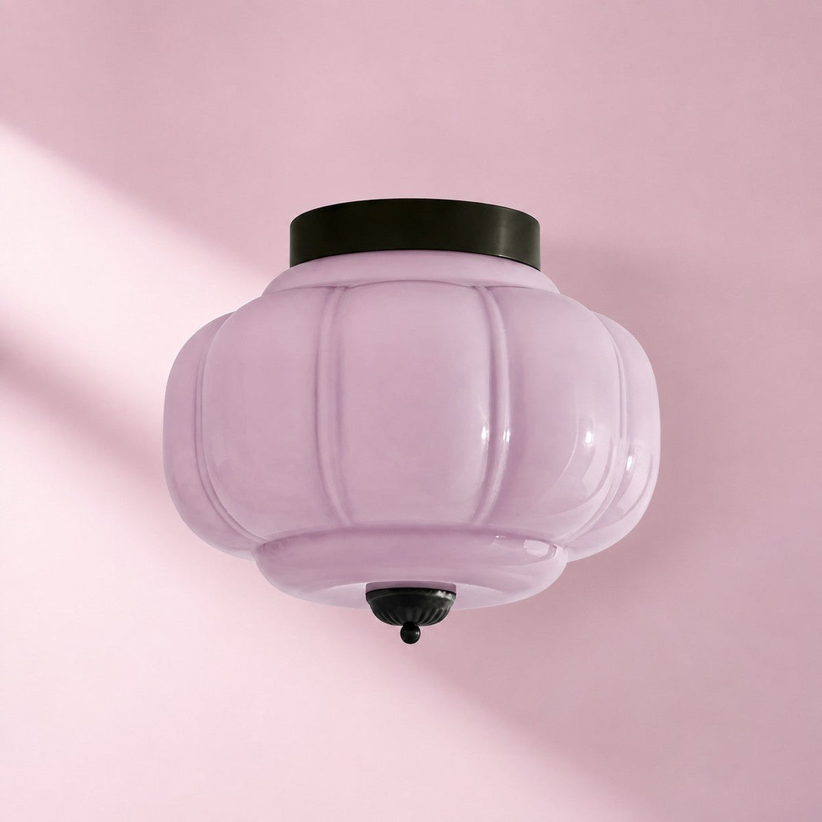 Retro Ribbed Glass Ceiling Light – Flush Mount for Bedrooms