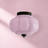 Retro Ribbed Glass Ceiling Light – Flush Mount for Bedrooms