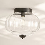 Retro Ribbed Glass Ceiling Light – Flush Mount for Bedrooms