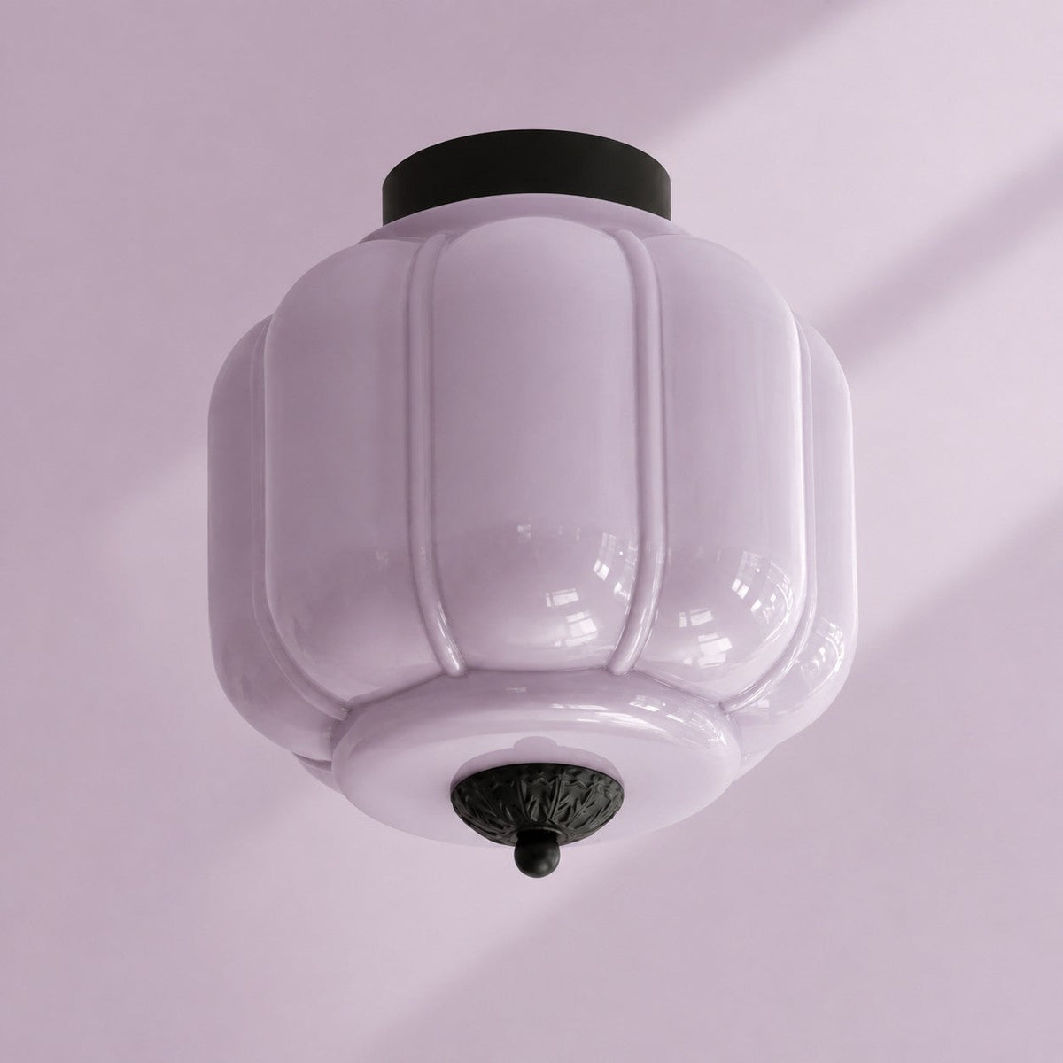 Retro Ribbed Glass Ceiling Light – Flush Mount for Bedrooms