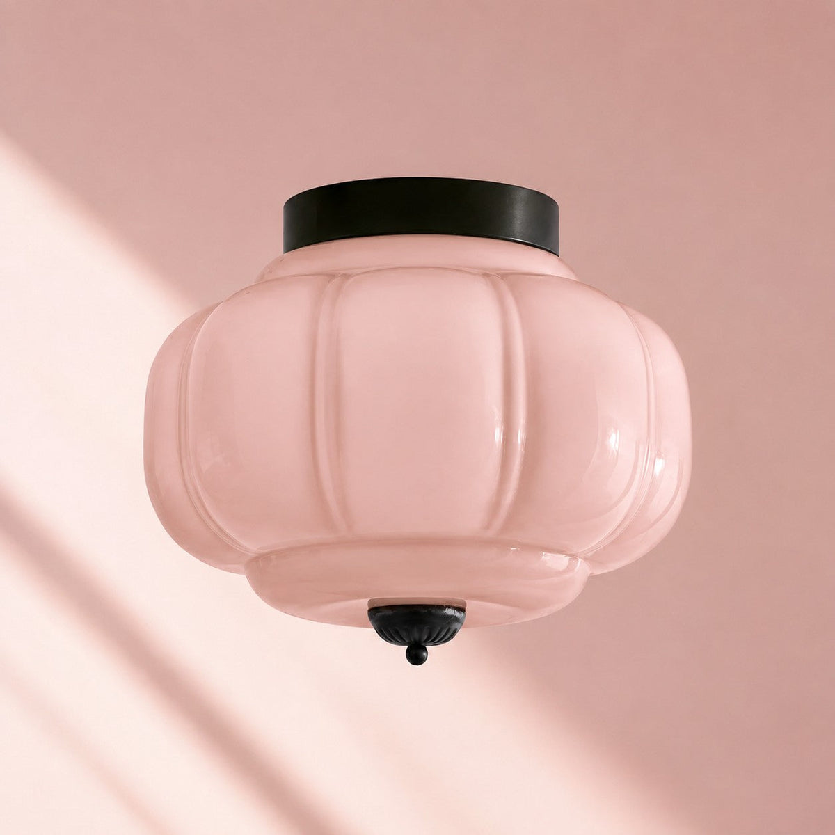 Retro Ribbed Glass Ceiling Light – Flush Mount for Bedrooms